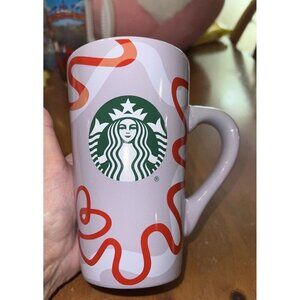 Starbucks 2023 Purple Lilac Red Ribbon 6" Coffee Mug Cup 16 oz Lavender Haze